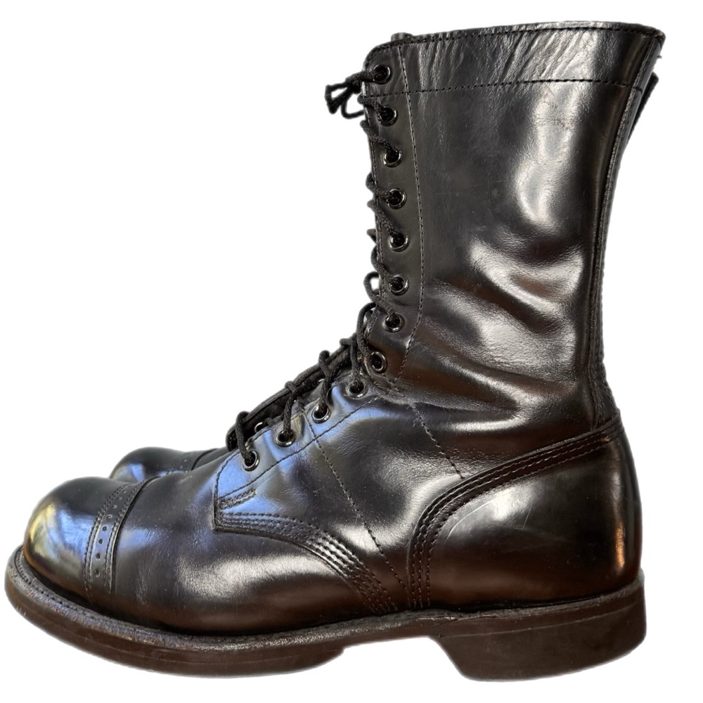 Vintage Corcoran Military Jump Boots Paratrooper Black Cap Toe Sz 8.5 D M 10.5 W